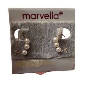 Marvella Gold and Pearl Drop Earrings EUC